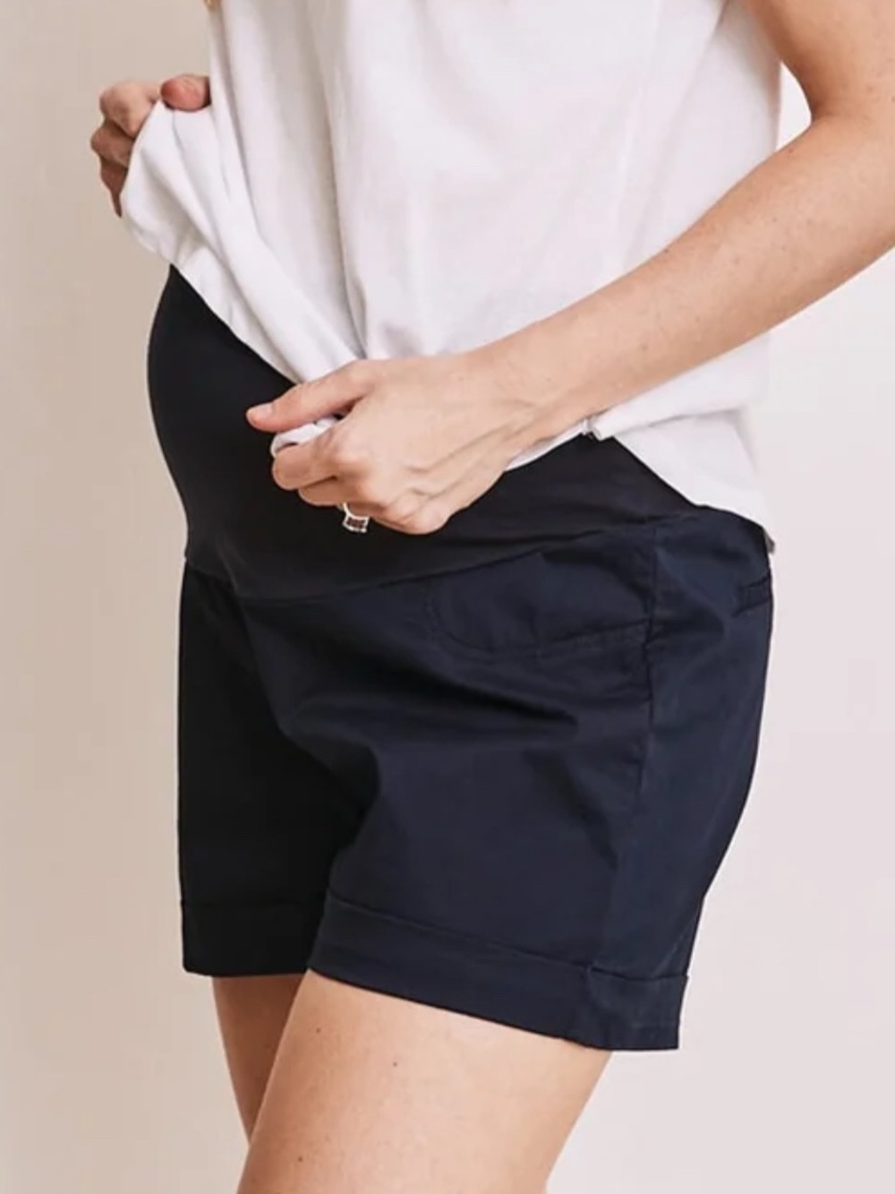 Angel Maternity Stretch Waist Cotton Navy Shorts, size XXL